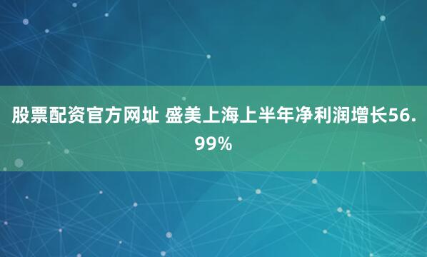 股票配资官方网址 盛美上海上半年净利润增长56.99%